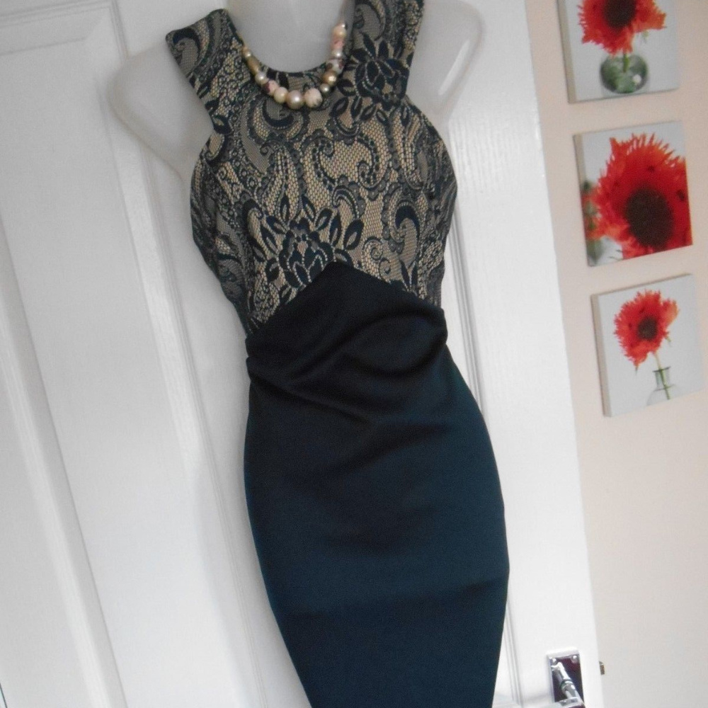 Dress from London, Size 10 USA Navy and Nude